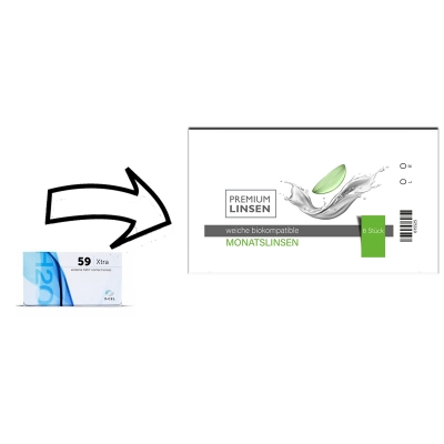 Extreme H2O Xtra 59% Ersatz für Europa Premium Linsen biokompatible Monatslinsen (6er Box)