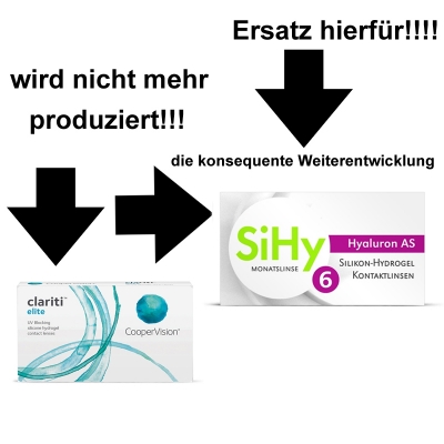Clariti Elite 6er Box Nachfolger ➤ SiHy Hyaluron As Monatslinsen 6er Box