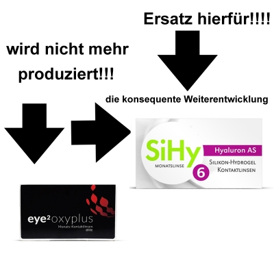 Eye2 Oxyplus Elite Monats Kontaktlinsen Spärisch Nachfolger ➤ SiHy Hyaluron AS 6er Pack