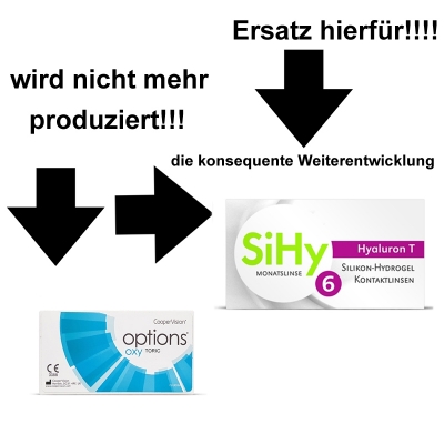 Options Oxy Toric Monatslinsen Nachfolger ➤ SiHy Hyaluron T (Torisch) Monatslinsen 6er Box