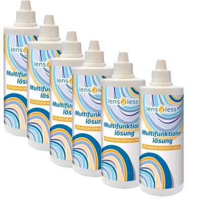 LENS4LESS Premium Kombilösung, All-In-One Kontaktlinsen Flüssigkeit für weiche Linsen 6 x 360ml