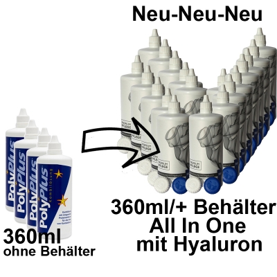 Bessere Alternative für Polyplus Kombilösung --- Premium Pflege Kombilösung mit Hyaluron 10 x 360ml / 10 Behälter