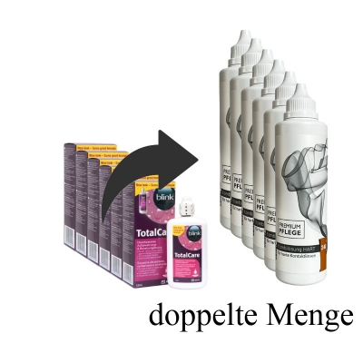 Blink Totel Care Aufbewahrung Ersatz mit doppelter Menge Premium Pflege hart Kombilösung 6 x 240ml