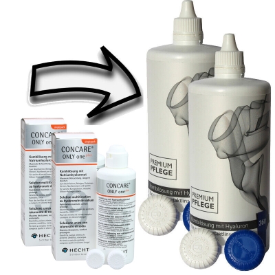 Aus Concare Only One Plus wird Premium Pflege Kombilösung mit Hyaluron 1 bis 6 mal a - 360ml / 1x Behälter