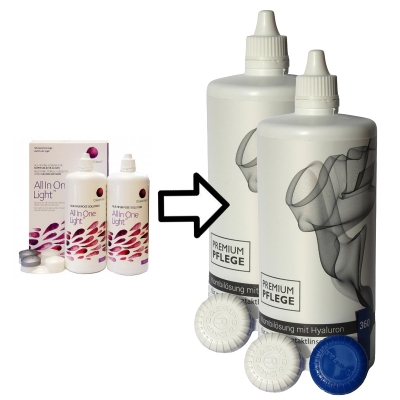 Aus Cooper All In One Light wird Premium Pflege Kombilösung mit Hyaluron 1 bis 6 mal a - 360ml / 1x Behälter