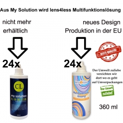 Aus MY SOLUTION All-in-One Lösung Mega- Sparpack 24 x 360 ml wird Lens4Less Multifunktionslösung 24 x 360 ml