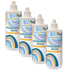 LENS4LESS Premium Kombilösung, All-In-One Kontaktlinsen Flüssigkeit für weiche Linsen 4 x 360ml