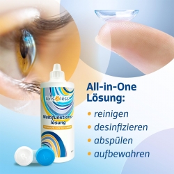 LENS4LESS Premium Kombilösung, All-In-One Kontaktlinsen Flüssigkeit für weiche Linsen 4 x 360ml