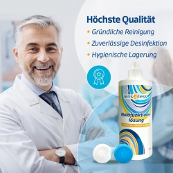 LENS4LESS Premium Kombilösung, All-In-One Kontaktlinsen Flüssigkeit für weiche Linsen 4 x 360ml